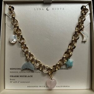 LUNA NORTE Multi Stone Charm Necklace